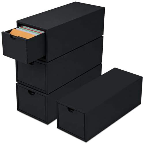 Runyu Lot de 4 boîtes à fiches A8 - Noir - Capacité de 4 000 fiches - Pour apprentissage, notes, école, travail de bureau