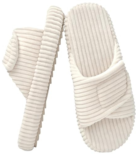 Misolin Chaussons Femme Confortable Velour Côtelé Mousse Mémoire Pantoufles