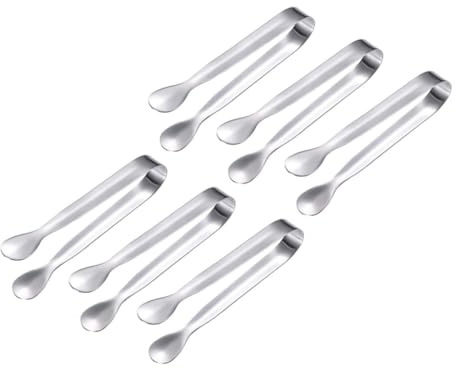 BESTYASH Pinzas para Azúcar de Acero Inoxidable 304, 6 Unidades, Tamaño Pequeño 11 Cm, Antidesprendimiento, Aptas para Hielo, Cocina y Servir en Fiestas, Bares, Hogar y Catering