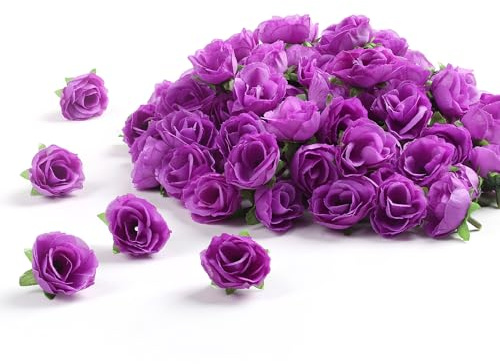 XIANNVXI 100 PièCes 3cm TêTe de Rose Artificielle Violet en Soie Petite | Artificielle fausse fleur Rouge Pour Diy FêTe Festival Saint Valentin DéCoration,Gateau,Couronne,Bouquet De Mariage Decor