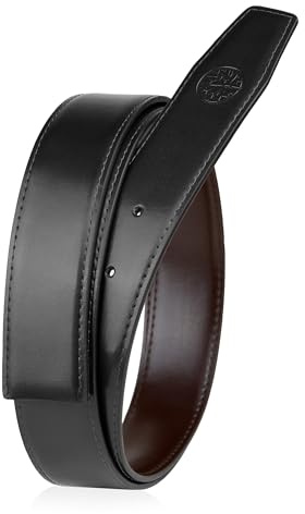 BETLEWSKI Herren Ledergürtel ohne Schnalle 3,5 cm – Wendegürtel Braun Schwarz – Wechselgürtel aus Echtleder – Gürtelriemen – Größen 100–135 (Standard, Schwarz, 135)