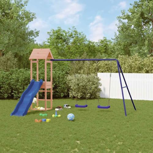LoogCape Tour de jeu en bois massif Douglasie avec toboggan, balançoire, cadre d'escalade pour jardin, aire de jeux extérieur, maison d'enfants, chambre d'enfant