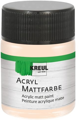 KREUL 75554 - Acryl Mattfarbe, zartrosa im 50 ml Glas, cremig deckende, schnelltrocknende Farbe auf Wasserbasis, für viele verschiedene Untergründe geeignet