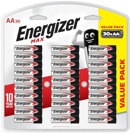 Energizer AA Batteries, MAX Alkaline, 30 Pack