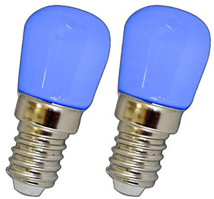 2x E14 LED Lampe 1,5 Watt blau/Blaulicht für den Kühlschränke/Lampen uvm. - E14/SES Leuchtmittel Kühlschrank Birne Glühbirne Ersatz