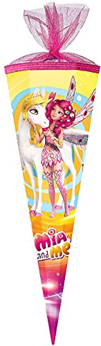 alles-meine.de GmbH Schultüte - Mia and Me - Einhorn Onchao - 35 cm - rund - mit Tüllabschluß - Zuckertüte - mit/ohne Kunststoff Spitze - für Mädchen - Einhörner/Abenteue..