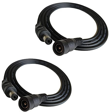 DZYDZR 2PCS 1 Meter 2.1mm x 5.5mm DC 12V Adapter Cable DC Plug Extension Cable Male to Female Black, for LED, CCTV, Car, Monitors, and More (3.3ft)