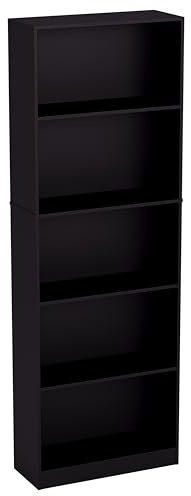 Vida Designs Cambridge Fünfächriges Hochregal, Extra Groß, Schwarz, Hölzern, Regalsystem, Ausstellen, Darstellen, Möbelstück, Möbel, Büro, Wohnung, Wohnzimmer