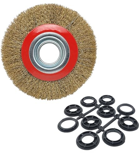 Cepillo para amoladora de banco de acero latonado disco 150 mm con adaptadores