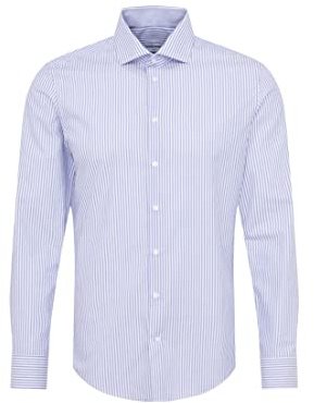 Seidensticker Camicia da Uomo a Maniche Lunghe in Stile Popeline Azzurro 41