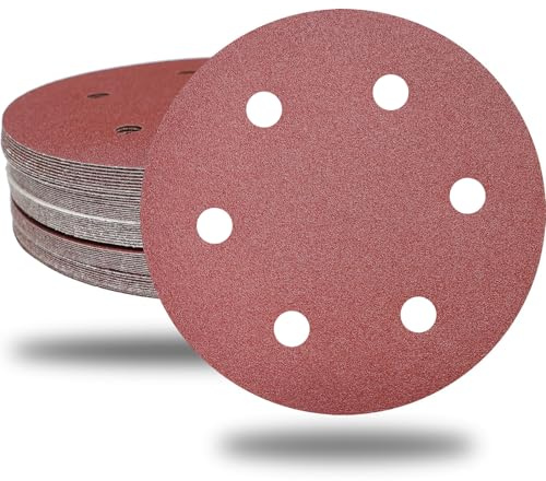 Tonmp 30 Stück 22,9 cm 6-Loch-Schleifscheiben Schleifpapier für Trockenbauschleifer – 5 Stück je 80 100 120 180 240 400 Körnung