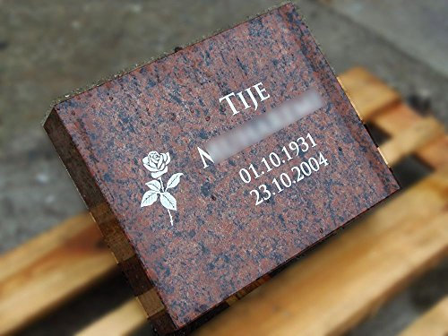 designgrab VangL001-80 x 60 x 5 cm - Piatto tomba in granito Vanga, con scritta su nome, cognome e data di nascita e morte