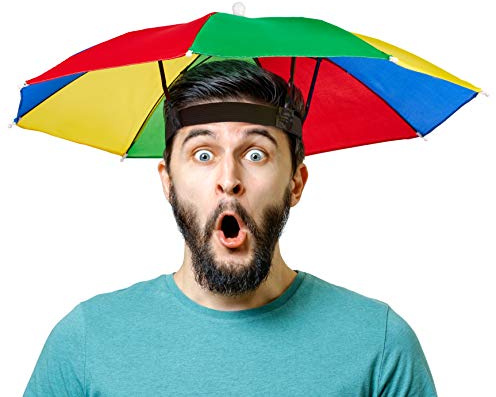 Parapluie pliable | Chapeau parasol | Protection solaire - Couvre-chef pour adultes & enfants - parfait pour le carnaval | Mardi gras | Festival | Plage & Activités de plein air - Taille unique