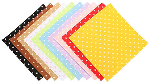 EXCEART 30X30CM Baumwollstoff Meterware Vliesstoffe Punkt Gedruckt Stoff Bundle Quadrate Stoffpaket Patchwork für DIY Basteln Nähen Mundschutz Scrapbooking Verpackung 10 Stück
