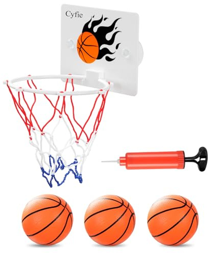 CYFIE Mini Basketballkorb Indoor Set mit 2 Saugnapf 3 Bälle 1 Luftpumpe | Basketball Kinder für Weihnachten Geburtstag, 16x12cm Kinder basketballkorb für Büro Wohnzimmer Bad Schlafzimmer