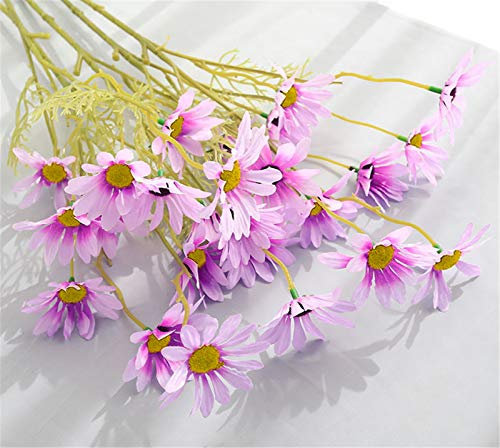 SWECOMZE10 Stücke Künstliche Gänseblümchen, Kunstblumen Plastikblumen Deko, Unechte Blumen für Vase Balkon Herbstdeko Party Büro Hochzeit (Lila)