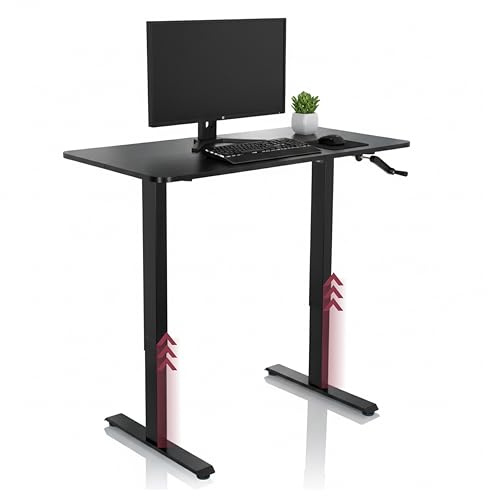 hjh OFFICE 802115 Schreibtisch höhenverstellbar 120x60 cm Stand CR Schwarz Computertisch manuell verstellbar