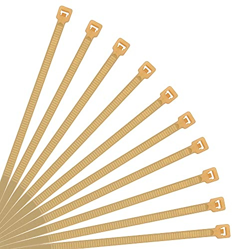 XINGO Gold Cable Ties Pack of 500, 250mm x 3.6mm,Premium Nylon Durable Zip Ties, Self-Locking UV Resistant Nylon Plastic Wire Ties for indoor and outdoor