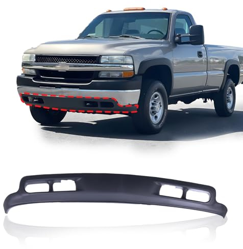 JustDrivably Front Bumper Lower Valance Air Dam Deflector w/Holes Compatible With Chevrolet 1999-2002 Silverado 1500 2500 3500 & 2000-2006 Suburban/Tahoe