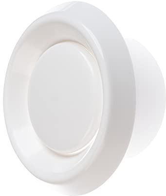 Steinberg14 White 100mm Air Valve for Supply and Exhaust Ventilation - 4 inch Extractor Fan Vent Cover - Round Adjustable Air Vent - Wall Bathroom Diffuser - Plastic Ceiling Ventilation Grilles