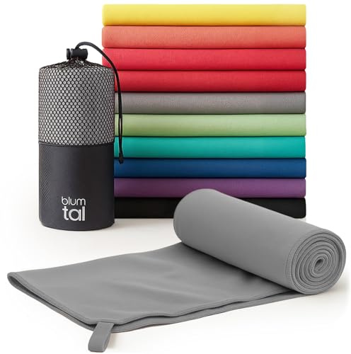 Blumtal Asciugamano in Microfibra 140x70 cm – Asciugatura Rapida, Morbido e Salvaspazio, Perfetto per Palestra, Sport e Viaggi, Grigio