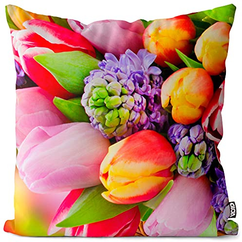 VOID Blumenstrauß Frühling Tulpen Kissenbezug Kissenhülle Sofakissen Kissen Deko Ostern Outdoor-Kissen Dekokissen, Kissen Größe:40 x 40 cm