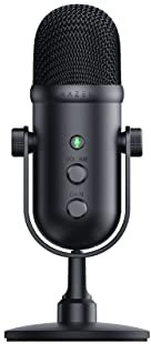 Razer Seiren V2 Pro - Professional-Grade USB Microphone for Streamers (Dynamic Microphone, High Pass Filter, Mic Monitoring, Built in Shock Absorber & Mic Windsock, Gain Control & Mute Button) Black