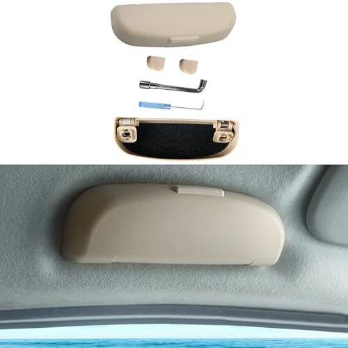 GAFAT Kompatibel med Volvo XC40 XC60 XC90 V60 V90 S60 S90 2018-2025 2026 2027 Glasögonfodral, Solglasögonhållare Glasögonhållare, Interiör förvaringslåda Organizer Accessories (Beige)