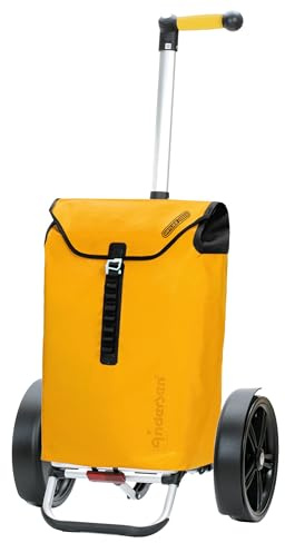 ANDERSEN Einkaufstrolley - Tura Shopper Ortlieb gelb | Fahrradanhänger, Kugellagerräder, ergonomischer Griff, bis 50 kg - Tasche verschweißt, wasserdicht, Innenfach, 49 L