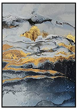 Moderne Abstrakte Malerei Handgemaltes Ölgemälde Auf Leinwand Wandkunst Graue Goldfolie Landschaft Gold Dicke 3D-Textur Abstraktes Ballett Wandkunst Bilder Für Wohnzimmer Heimdekoration Villa Resta