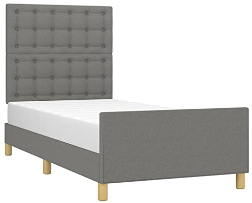 vidaXL Bettgestell ohne Matratze Dunkelgrau 100x200 cm Stoff