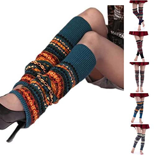 1 Paar Weihnachten Stulpen Winter Legwarmers Beinwärmer Strickstulpen Warme Winter Bein Lange Gestrickte Socken Stricken Kniestrümpfe Wintersocken Overknees Strümpfe Stricksocken für (Black, One Size)