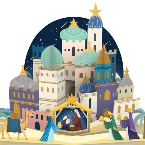 papercrush Pop-Up Karte Weihnachten Bethlehem - 3D Weihnachtskarte mit Krippe im Orient für Kinder, Frauen & Männer - Christliche Weihnachtsgrußkarte für Mama und Oma, Handgemachtes Weihnachtsbillet