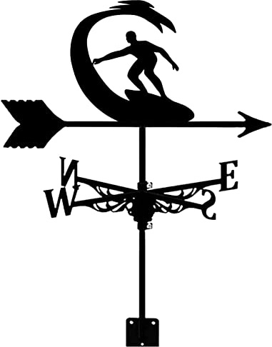 EICOFF Girouette en métal Noir Silhouette de Surf rétro Girouette Toit Durable Installer Indicateur de Direction du Vent Appliquer à la décoration Garage, Coupole, Grange, Cour, Jardin