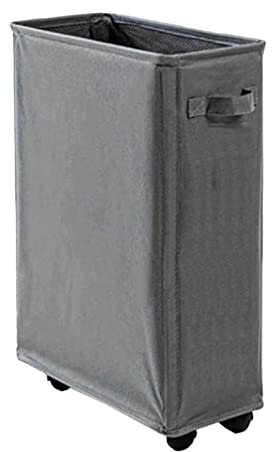 Cesto de Ropa Sucia con Ruedas de 22 , Cesto de Ropa Sucia Plegable Estrecho con Asa Cesto de Ropa Sucia Impermeable Delgado con Ruedas Organizador para Hogar Contenedores de Almacenamiento(Gris)
