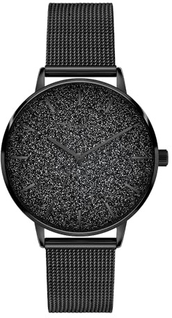 Tamaris Armbanduhr Damen Quarzuhr Analog 36mm, mit Edelstahl Armband, Glitzer, 3 ATM Wasserdicht