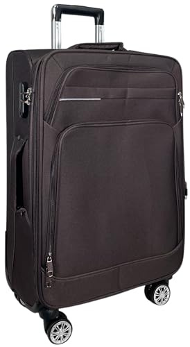 MY TRAVEL BAG Stoff Reisekoffer Trolley Erweiterbar mit Zwillingsrollen (M/L/XL/XXL oder 4er Set) Weichgepäck (Coffee, Großer Koffer (75cm))