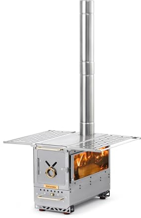 Naturehike Icefield Hot Tent Stove, Tabletop Camping Stove with 47.2 Chimney Pipes, Outdoor Tabletop Fire Pit