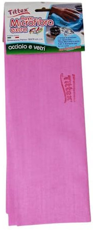 TITTEX Panno in Microfibra per Vetri e Acciaio, 50x70 cm, rosa, pulizia impeccabile senza aloni, ideali per finestre, specchi, piano cottura in acciaio, schermi Tv e PC, superfici bagno e cucina