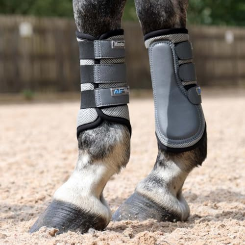 Masta Air-Flux 3D Air-Mesh Brushing Boots - Breathable & Lightweight Protection for Joints & Tendons, Set of 2 XFULL Grey