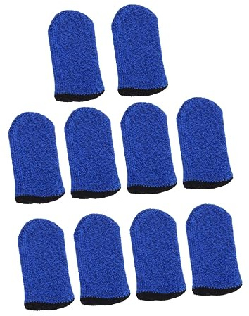 Veemoon 10 Stück Rutschfeste Nylon Fingerschutz Daumenhüllen für Mobiles Gaming Atmungsaktiv und Leicht Blau Elastisch Touchscreen Fingerschutz für Handyspiele