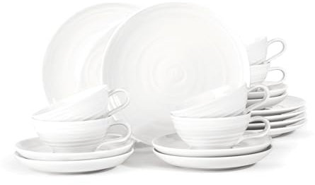 Seltmann Weiden 4052212136424 Teeservice 18-teilig klein, Terra weiss, Porzellan