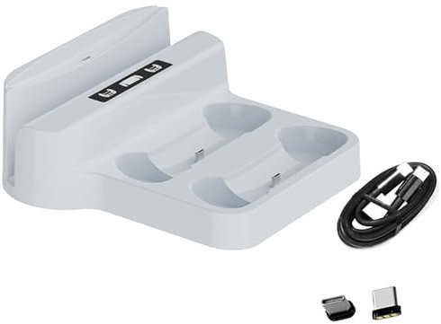 Buziba Stazione di ricarica per controller PS5, stazione di ricarica rapida, supporto di ricarica portatile con porta di ricarica di tipo C per console di gioco Playstation Portal (bianco)