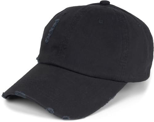 styleBREAKER Unisex 6-Panel Baseball Cap Destroyed | 100% Baumwolle, gebogener Schirm, gestickte Luftlöcher, integriertes Schweißband, per Schnalle stufenlos anpassbar (54-60 cm)