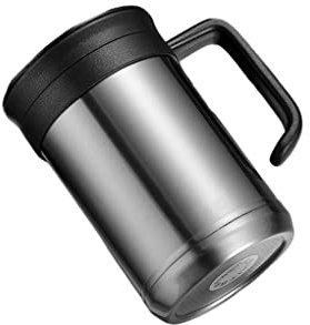 kesurpae Frascos de vacío de 500ml, botella térmica con asa, soporte para infusor de té, taza con tapa, taza de agua de café antideslizante para oficina, Plata