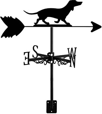 ANCNA-U Veleta meteorológica para jardín, diseño de perro, cachorro, con forma de gallo meteorológico decorativo, indicador de dirección del viento para decoración de techo, decoración de patio al
