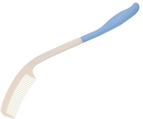 HAPINARY Peine De Plástico De Mango Largo Reutilizable 1 Unidad Curvado Para Personas Mayores y Discapacitadas Uso Doméstico Azul y Blanco