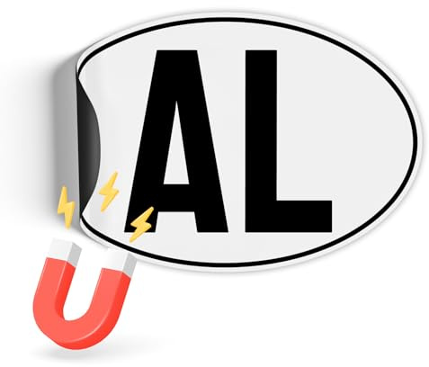 Finest Folia Länderkennzeichen Magnetfolie UV-Druck nach DIN Norm 17,5x11,5cm Kennzeichen Magnet Schild für Auto LKW Wohnmobil Bus wetterfest magnetisch RV005 (02 Albanien, Magnetfolie)