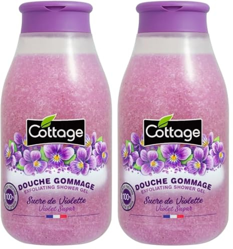 Cottage Douche Gommage Sucre de Violette Grains Exfoliants 100% Naturels (Lot de 2)