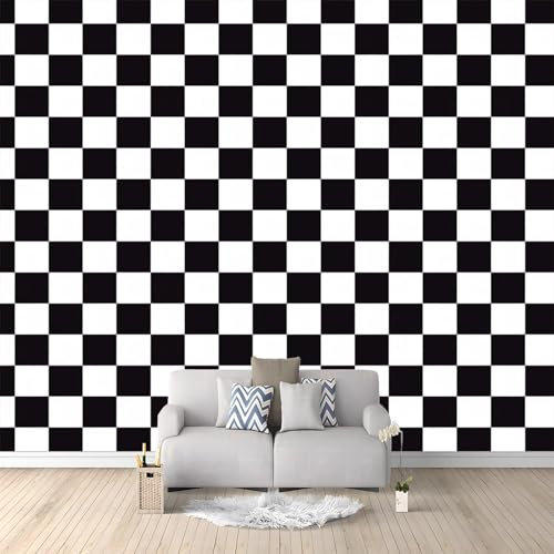 Fototapete Schwarz-Weiß-Schachbrett 200x140 cm 3D Vliestapete Wandbild, Mustertapete Moderne Wandtapete, Wohnzimmer Schlafzimmer Kinderzimmer Büro Flur Wanddeko